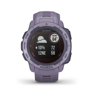 Garmin Instinct Solar, Rugged Outdoor Smartwatch with Solar Charging Capabilities, Built-in Sports Apps and Health Monitoring, Orchid Purple
