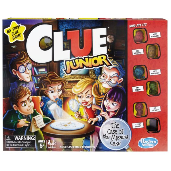 Hasbro Gaming Clue Junior Board Game for Kids Ages 5 and Up, Case of the Broken Toy, Classic Mystery Game for 2-6 Players