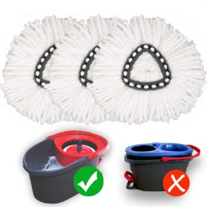 Mop Replace Head [ 3 Pack ] Mop Refills Compatible with O Cedar EasyWring Spin Mop – Microfiber, Deep Cleaning, Machine Washable and Easy-to-Replace