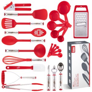 Kitchen Utensils Set, Cooking Utensils Set, Non Stick and Heat Resistant Kitchen Gadgets, 24 Pcs Nylon and Stainless Steel Kitchen Utensil Set New Home Essentials, Pots and Pans Kitchen Accessories