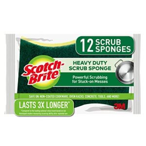 Scotch-Brite Heavy Duty Scrub Sponges, Sponges for Cleaning Kitchen and Household, Heavy Duty Sponges Safe for Non-Coated Cookware, 9 Scrubbing Sponges